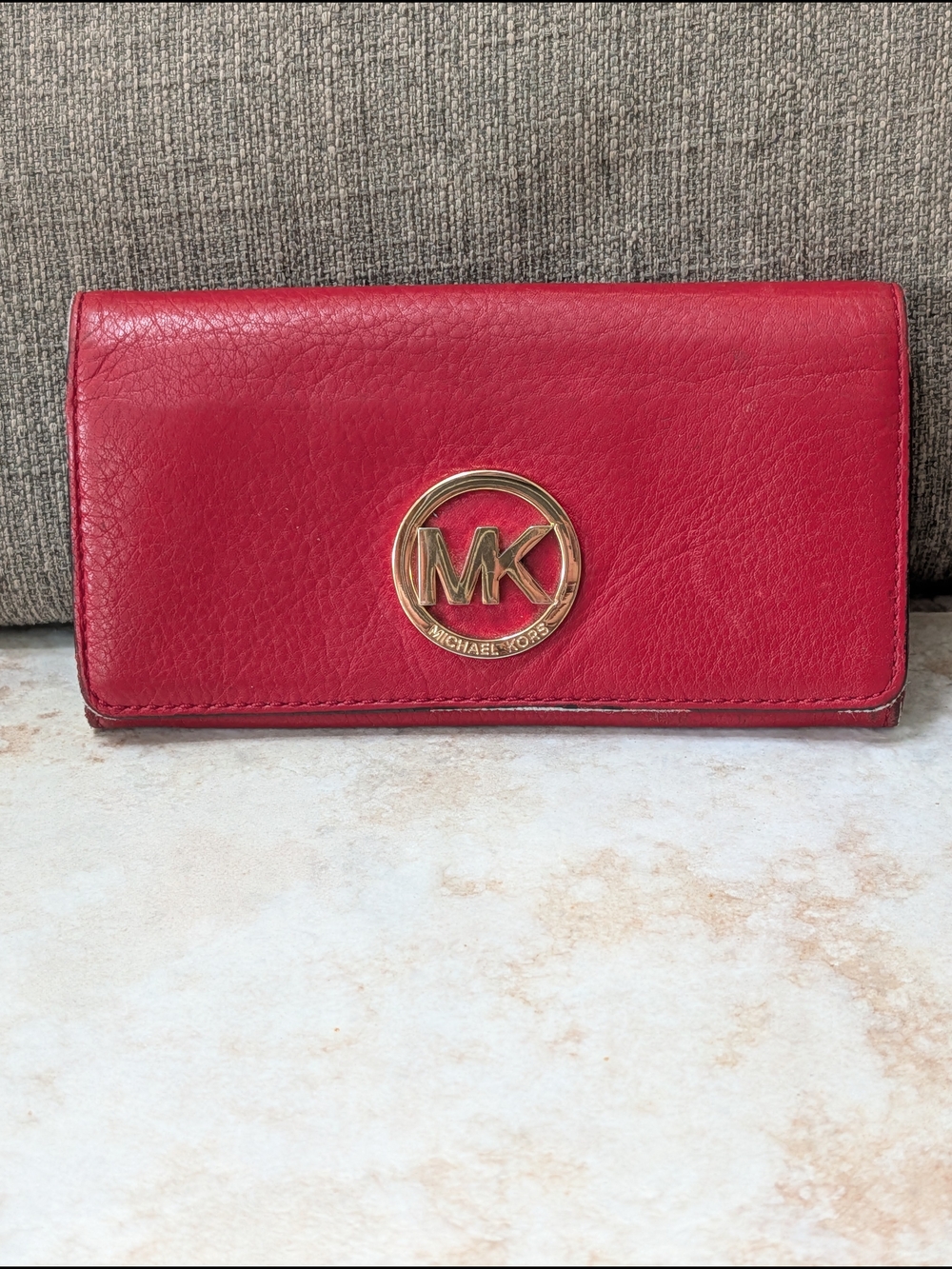 Michael Kors Red Leather Continental Wallet GUC